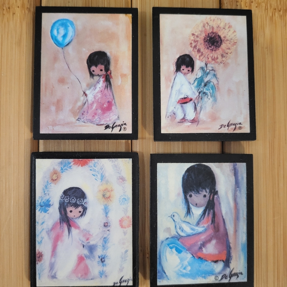 Lot of 4 Vintage DeGrazia Magnets Southwestern Native American Folk Art